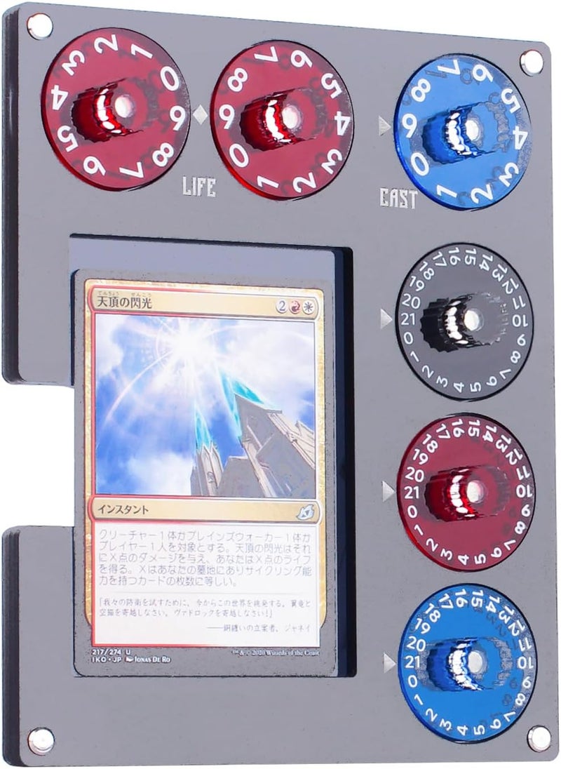 Aizesuro Grey Acrylic Commander EDH Command Zone Tray Panel with Life, Damage, Cast Dial Counter Compatible with Magic The Gathering Deck, MTG Life Counter Accessories - Image 1